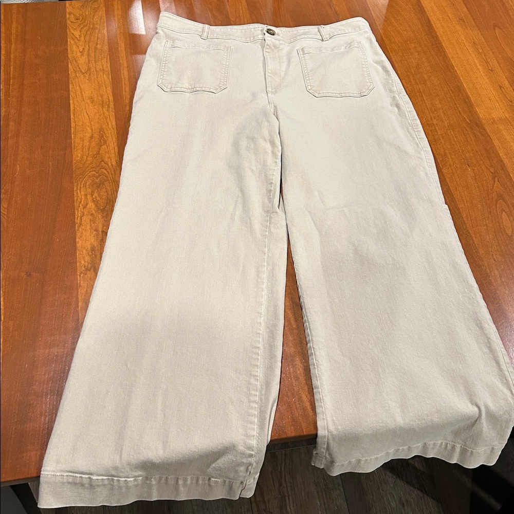 LOFT Women's “The Palmer” Tan Wide Leg Pants - Picture 2 of 4